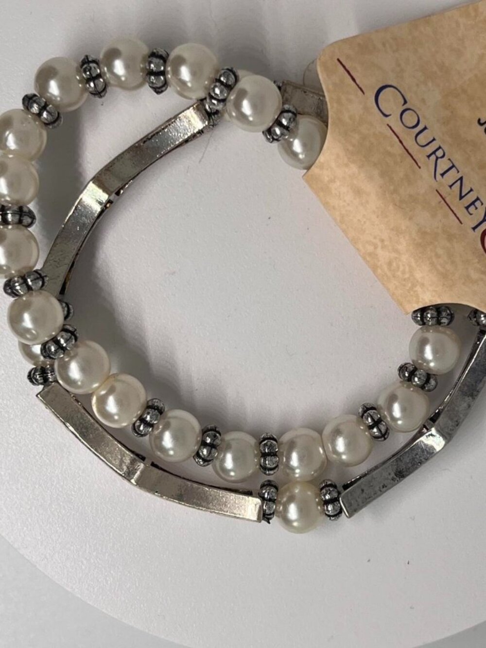 Courtney G Colored Glass Beaded Silver Tone Stretch Bracelets